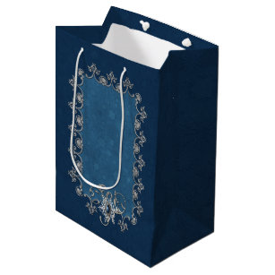Winter Magic Silver and Snow on Midnight Blue Medium Gift Bag
