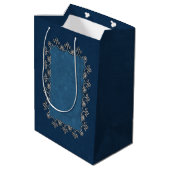 Winter Magic Silver and Snow on Midnight Blue Medium Gift Bag (Back Angled)
