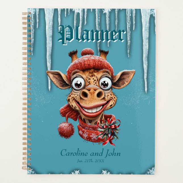Winter magic with a cute cartoon giraffe planner (Front)
