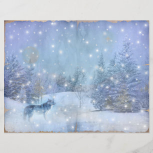 Winter Magic Wolf Scrapbook Page Paper