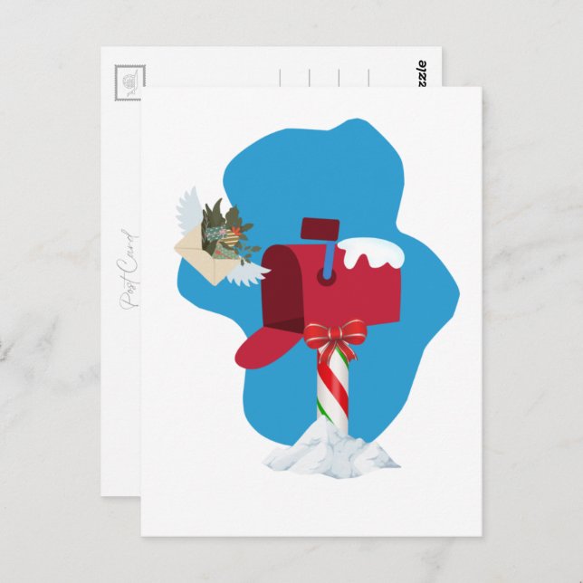 Winter Mailbox Airmail Postcard (Front/Back)