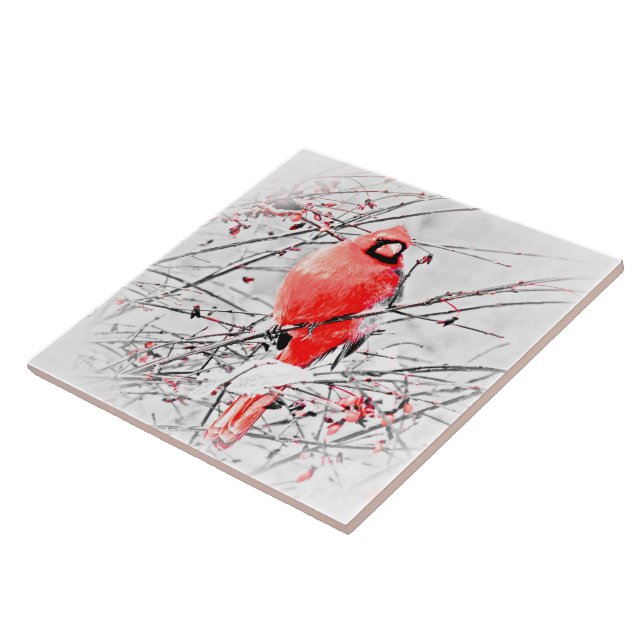 WINTER MALE CARDINAL TILE (Side)