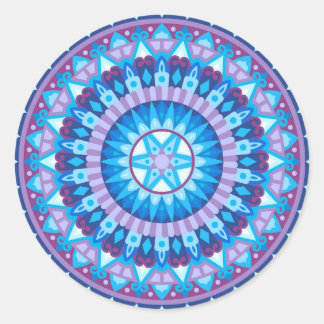 Winter Mandala Blue Snowflake Geometric Decal Calm Classic Round Sticker