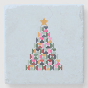 Winter Market 10 Colourful Christmas Tree Stone Coaster