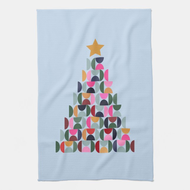 Winter Market 10 Colourful Christmas Tree Tea Towel (Vertical)
