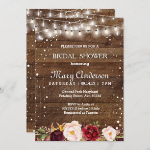 Winter Marsala Bridal Shower Invitation