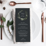 Winter Meadow | Green Botanical Wedding Menu<br><div class="desc">Our winter chic wedding menu features your starter courses, entrees and desserts in elegant lettering, with your names and wedding date encircled by a wintry dusty sage green watercolor botanical wreath. Coordinates with our Winter Meadow wedding collection. Use the template fields to add your menu information, then reposition elements if...</div>