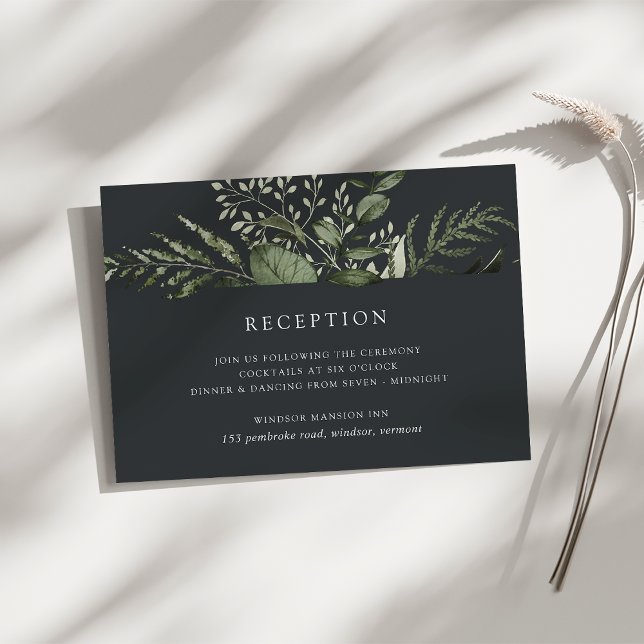 Winter Meadow | Green Botanical Wedding Reception Enclosure Card (Creator Uploaded)