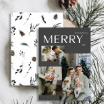 Winter Merry 3 Photo Modern Black Watercolor Holiday Card<br><div class="desc">This year, let your friends and family know you care with the Winter Merry 3 Photo Modern Black Watercolor Christmas card. Not only is it stylish and up-to-date, but it has enough space for you to include three of your favourite memories from the past year. The design is clean and...</div>