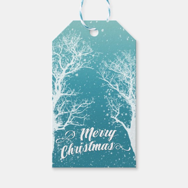 Winter Merry Christmas Holiday Gift Tags (Front)