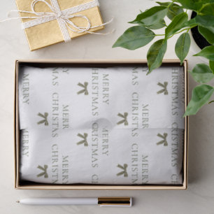 Winter Merry Christmas Olive Green Velvet Bow Tissue Paper