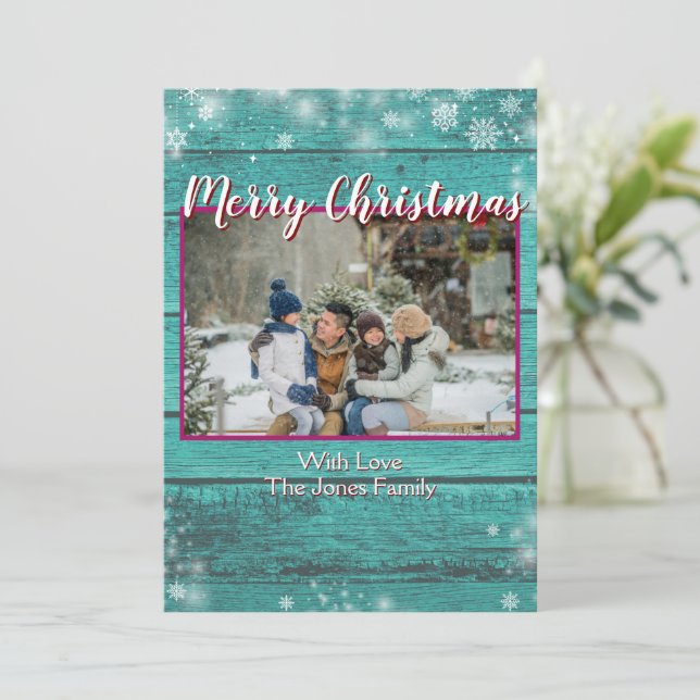 Winter Merry Christmas Photo Card  (Standing Front)