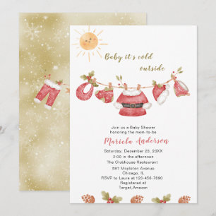 Winter Merry Christmas Snowman Watercolor Baby Sho Invitation