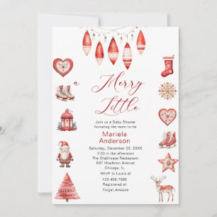 Winter Merry Christmas Watercolor Baby Shower mum- Invitation