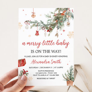 Winter Merry Little Christmas Baby Shower Invitation