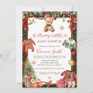 Winter Merry Little Christmas Baby Shower Invitation