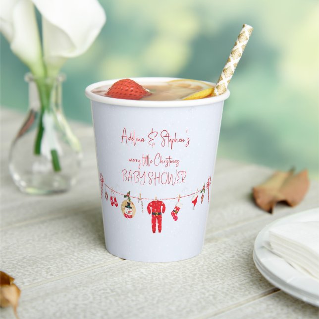 Winter Merry Little Christmas Boy Girl Baby Shower Paper Cups (Insitu)