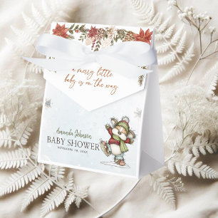 Winter Merry Skating Mouse Baby Shower Favor Boxes