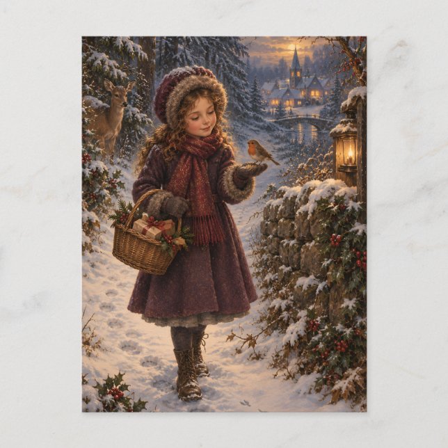 Winter Messenger Christmas Postcard (Front)