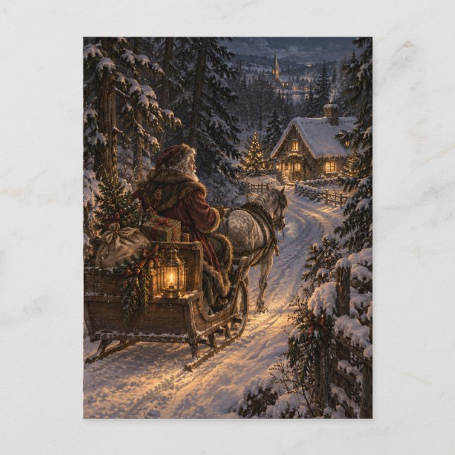 Winter Messenger Christmas Postcard (Front)