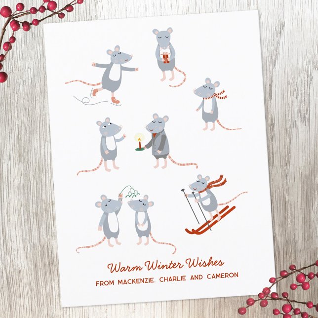 Winter Mice Christmas Holiday Postcard (Creator Uploaded)