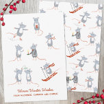 Winter Mice Holiday Card<br><div class="desc">Adorable little mice having fun in the winter snow,  skiing,  skating,  kissing under the mistletoe and generally enjoying life!  Original art by Nic Squirrell. Change the text for the greeting and names to customise.</div>