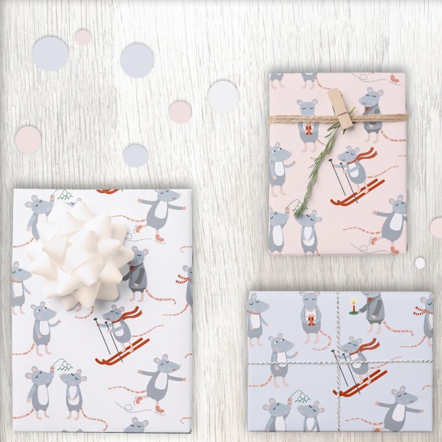 Winter Mice Holiday Wrapping Paper Sheet (Creator Uploaded)