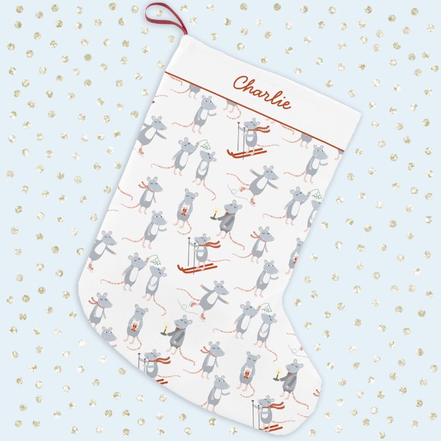 Winter Mice Personalised Small Christmas Stocking (Creator Uploaded)