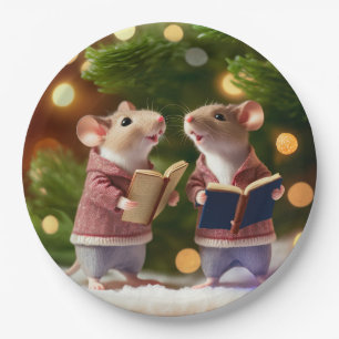 Winter Mice singing carols Paper Plates