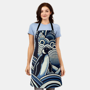 Winter Midnight Blue Abstract Shape Forest Apron