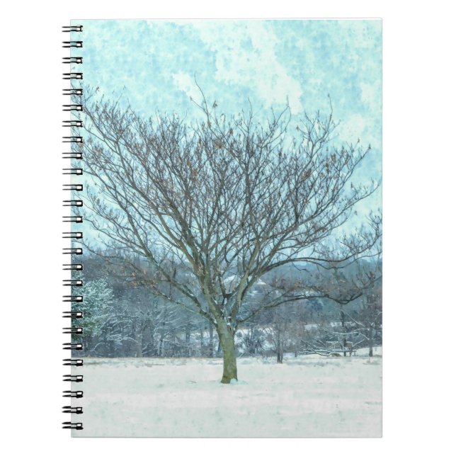 Winter Mimosa Painterly Spiral Notebook (Front)