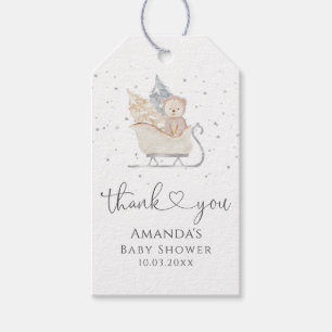 Winter Minimalist Bear Sleigh Baby Shower Gift Tags