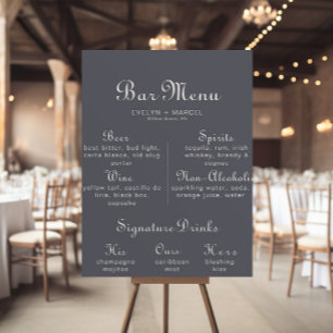 Winter Minimalist Wedding Bar Menu   Poster