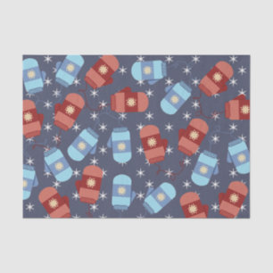 Winter Mittens and Stars Blue Tissue Paper