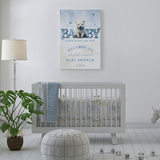Winter Modern Bearly Wait Baby Shower Welcome Poster (Creator Uploaded)