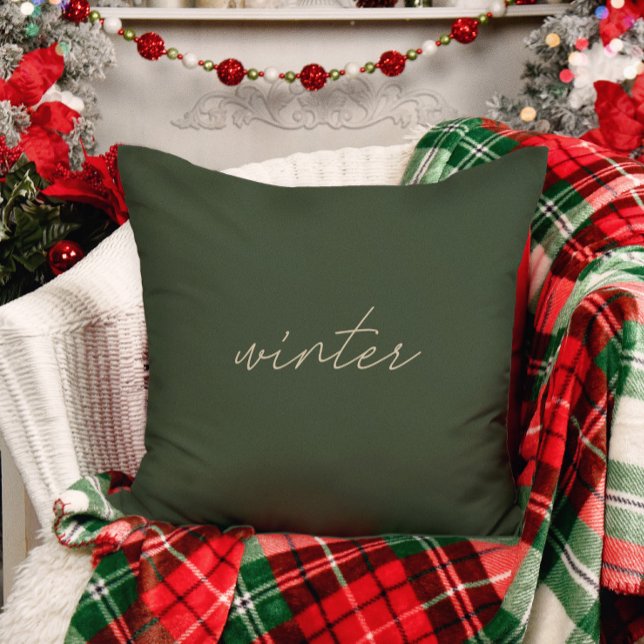 Winter • Modern Elegant Dusty Green Christmas Cushion (Creator Uploaded)