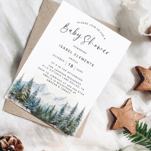 Winter & Modern Script Chic Baby Shower Invitation