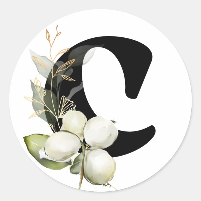 winter MONOGRAM Bulgarian Cyrillic alphabet  Class Classic Round Sticker (Front)