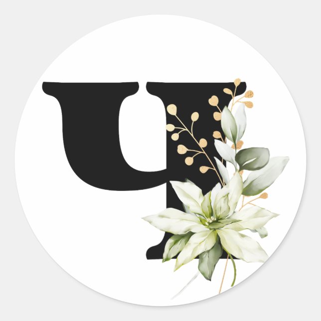 winter MONOGRAM Bulgarian Cyrillic alphabet  Class Classic Round Sticker (Front)