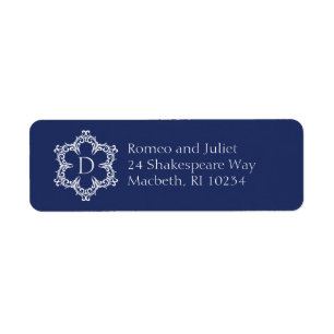 Winter Monogram D Address Label in Navy