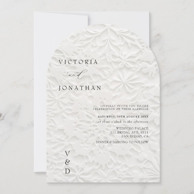  Winter Monogram White Wedding Invitation (Front)