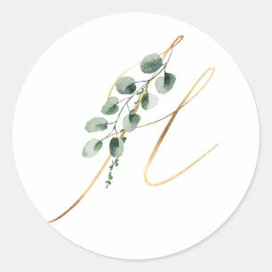 winter monogram xmas classic round sticker