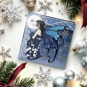 Winter Moon Fairy Blue Tile