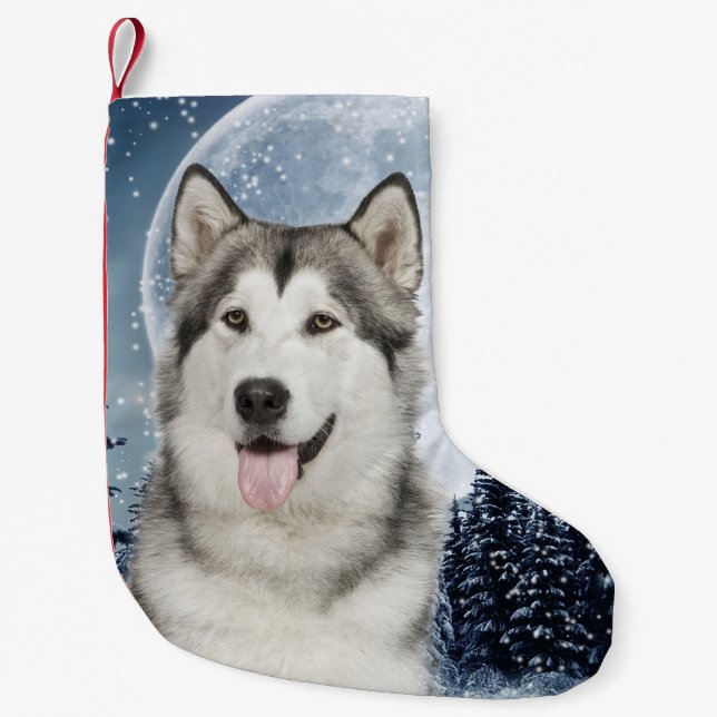 Winter Moon Husky Christmas Stocking (Front)