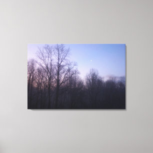 Winter Moon Morning Landscape Photography Canvas Print