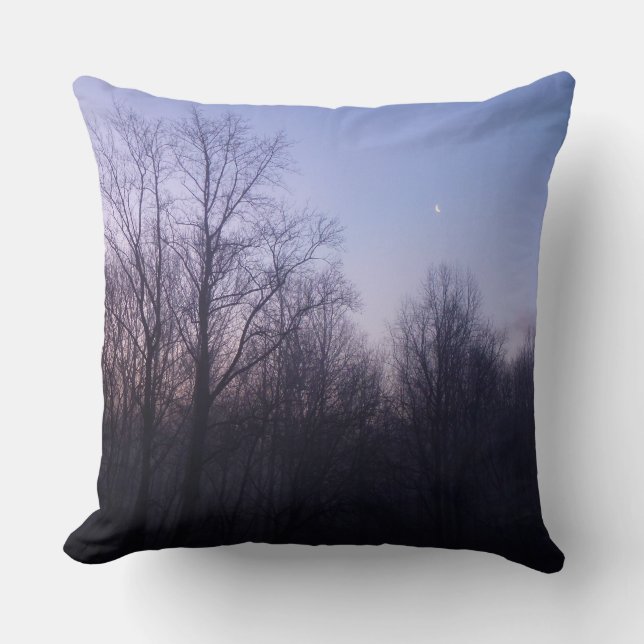 Winter Moon Morning Landscape Photography Cushion (Front)