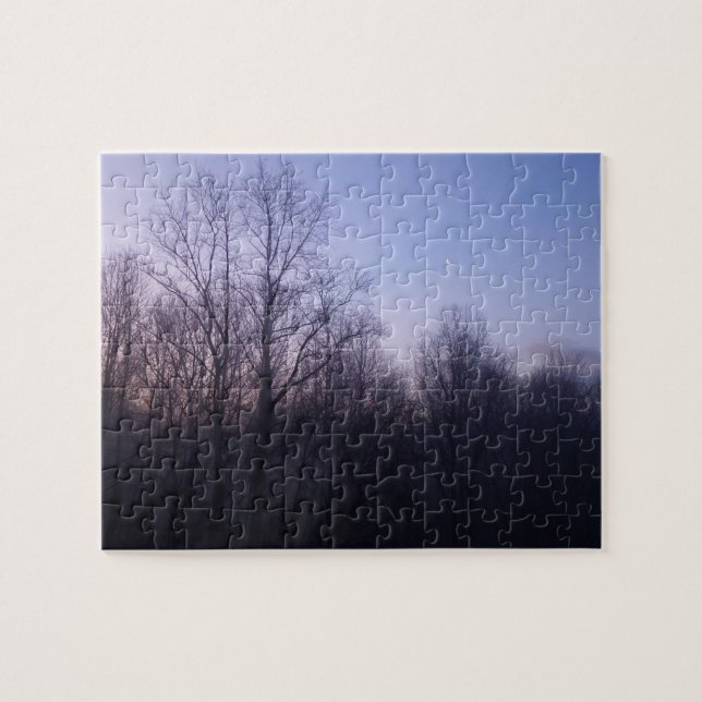 Winter Moon Morning Landscape Photography Jigsaw Puzzle (Horizontal)
