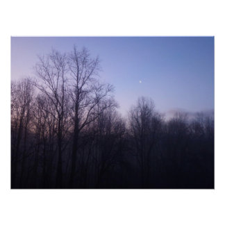 Winter Moon Morning Landscape Photography Poster