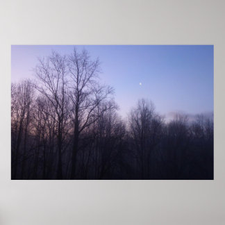 Winter Moon Morning Landscape Photography Poster