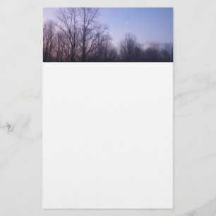 Winter Moon Morning Landscape Photography Stationery